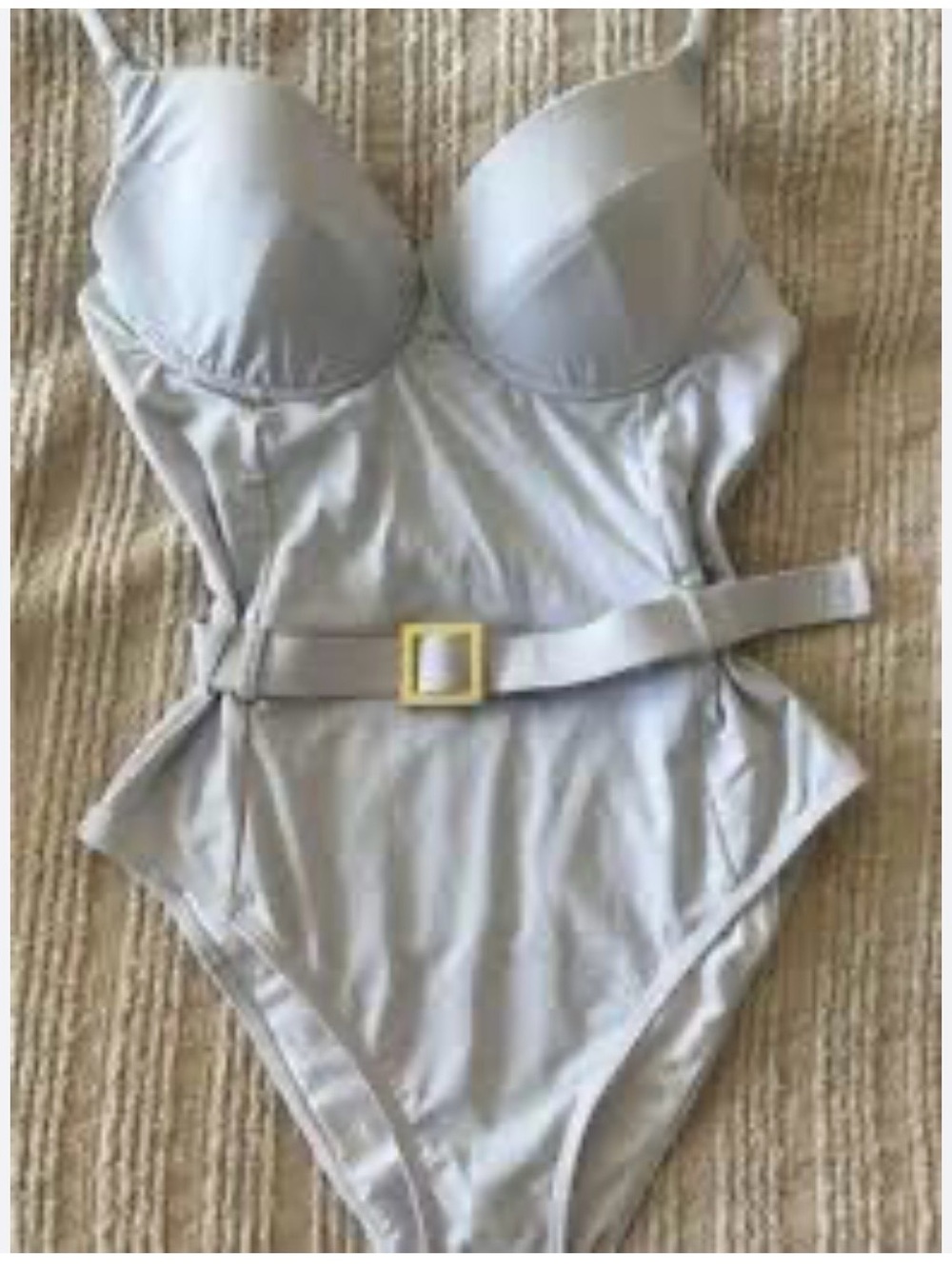 One-Piece Swimsuit in Light Gray with Belt
